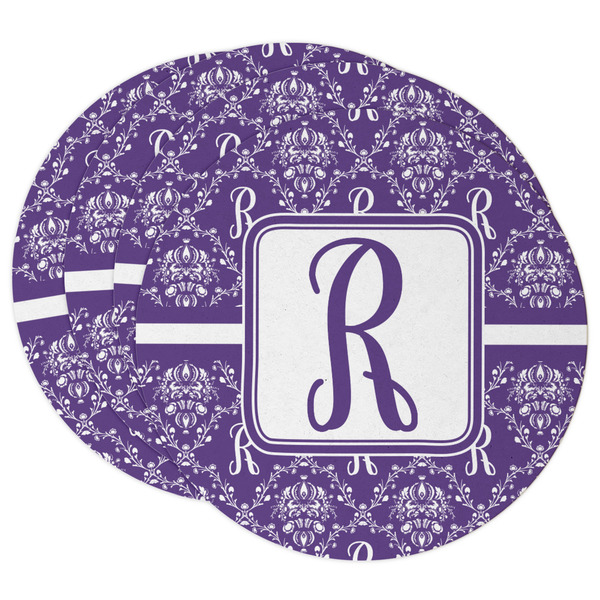 Custom Initial Damask Round Paper Coasters