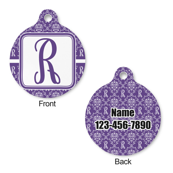 Initial Damask Round Pet ID Tag - Large - Approval