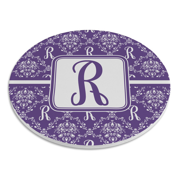 Initial Damask Round Stone Trivet - Angle View