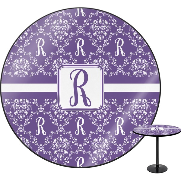 Custom Initial Damask Round Table - 30" (Personalized)