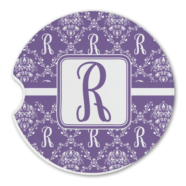 Initial Damask Sandstone Car Coaster - Single