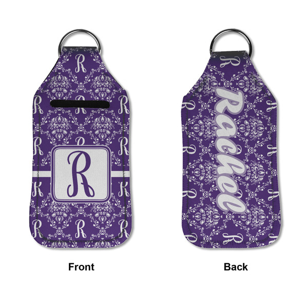 Initial Damask Sanitizer Holder Keychain - Large APPROVAL (Flat)