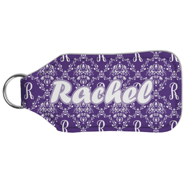 Initial Damask Sanitizer Holder Keychain - Large (Back)