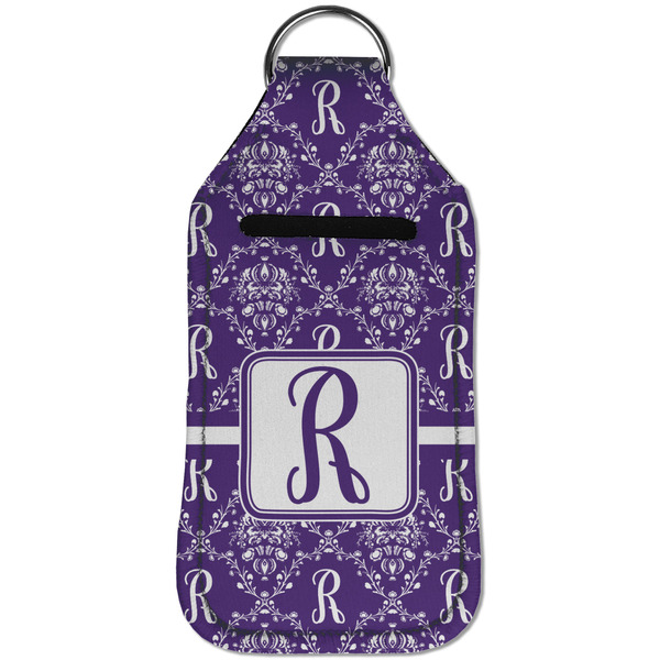 Initial Damask Sanitizer Holder Keychain - Large (Front)