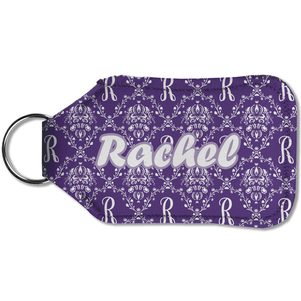 Initial Damask Sanitizer Holder Keychain - Small (Back)