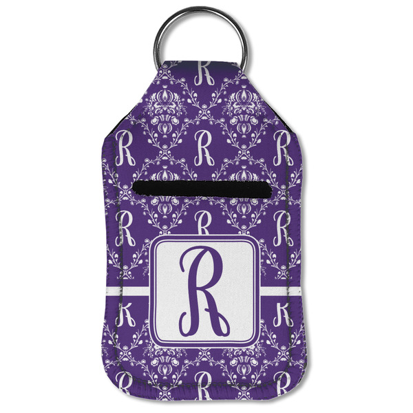 Initial Damask Sanitizer Holder Keychain - Small (Front Flat)