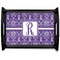 Initial Damask Black Wooden Tray - Large (Personalized)