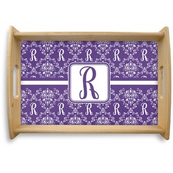 Initial Damask Natural Wooden Tray - Small (Personalized)