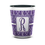 Initial Damask Ceramic Shot Glass - 1.5 oz - Two Tone - Single