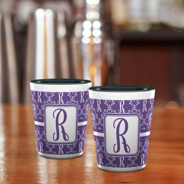Initial Damask Shot Glass - Two Tone - LIFESTYLE
