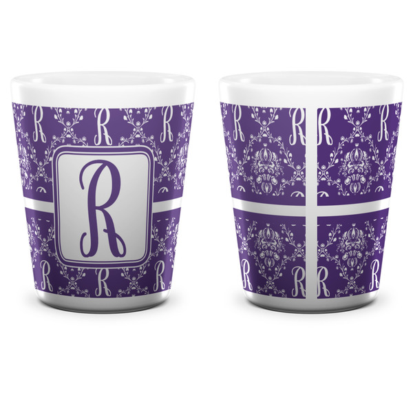 Initial Damask Shot Glass - White - APPROVAL