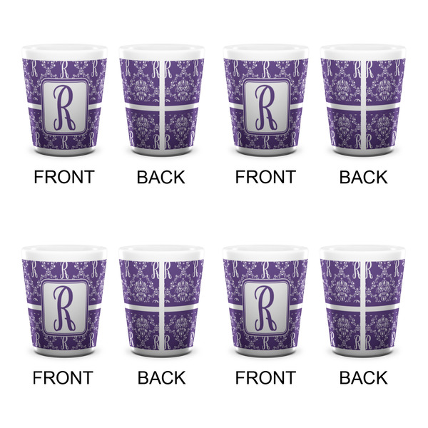 Initial Damask Shot Glass - White - Set of 4 - APPROVAL