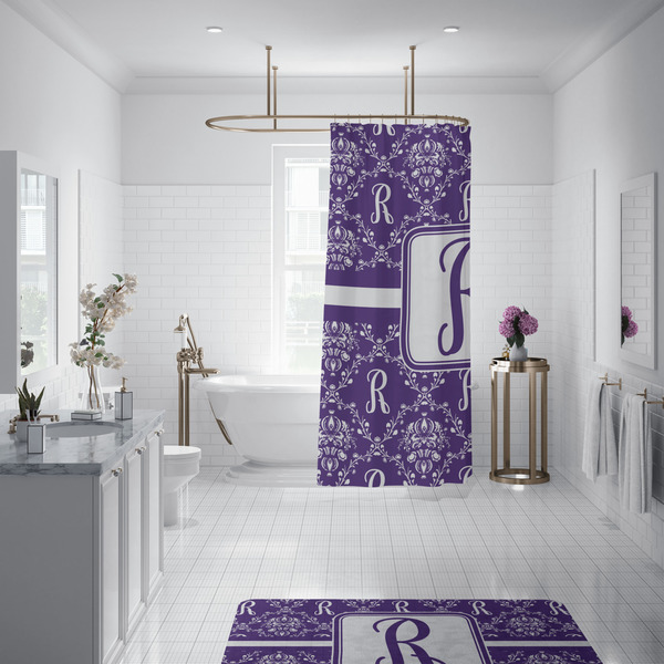 Initial Damask Shower Curtain - Custom Size