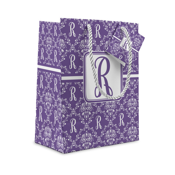 Custom Initial Damask Small Gift Bag