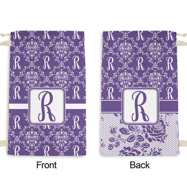 Initial Damask Small Laundry Bag - Front & Back View