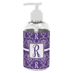 Initial Damask Plastic Soap / Lotion Dispenser (8 oz - Small - White)