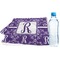 Initial Damask Sports Towel Folded with Water Bottle