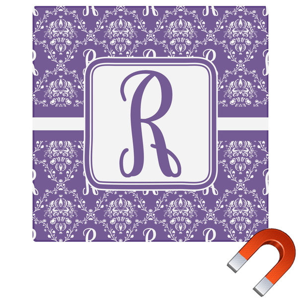 Custom Initial Damask Square Car Magnet - 10" (Personalized)