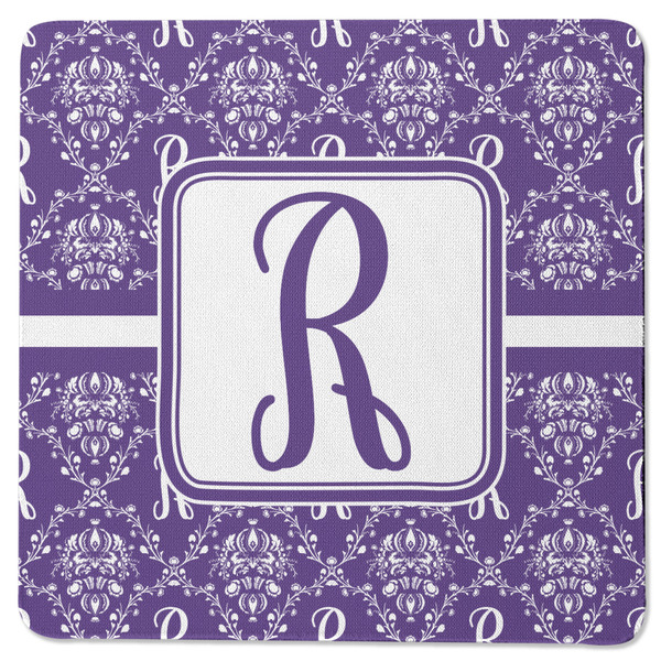 Initial Damask Square Coaster Rubber Back - Single