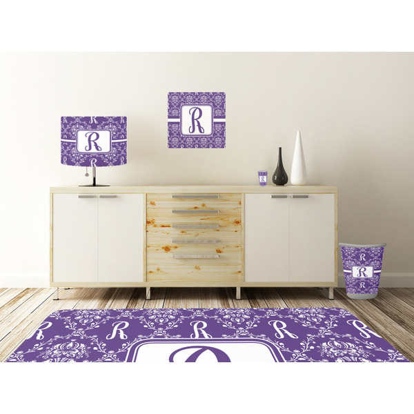 Initial Damask Square Wall Decal Wooden Desk
