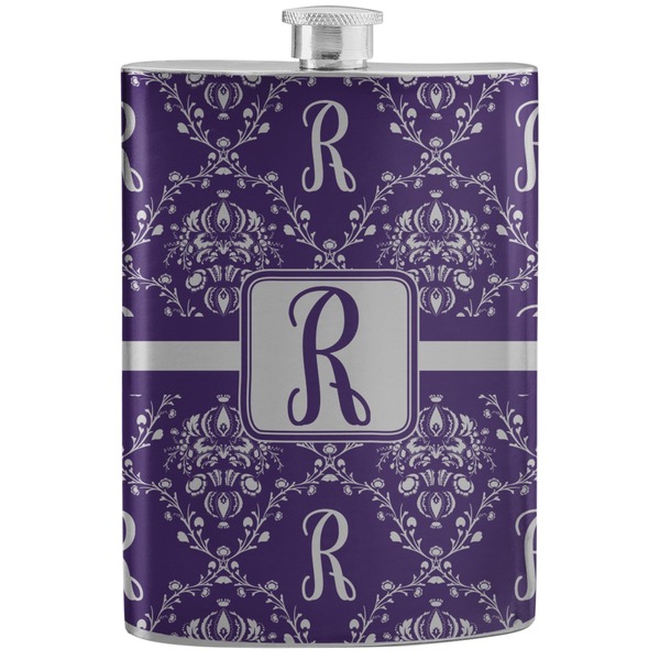 Custom Initial Damask Stainless Steel Flask (Personalized)