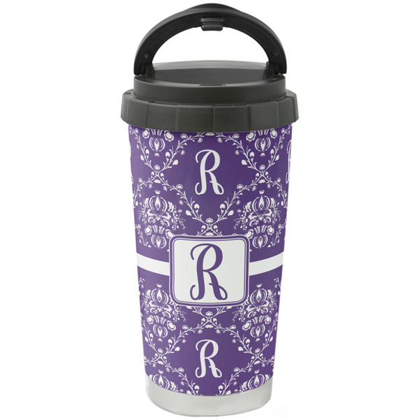 Custom Initial Damask Stainless Steel Coffee Tumbler (Personalized)