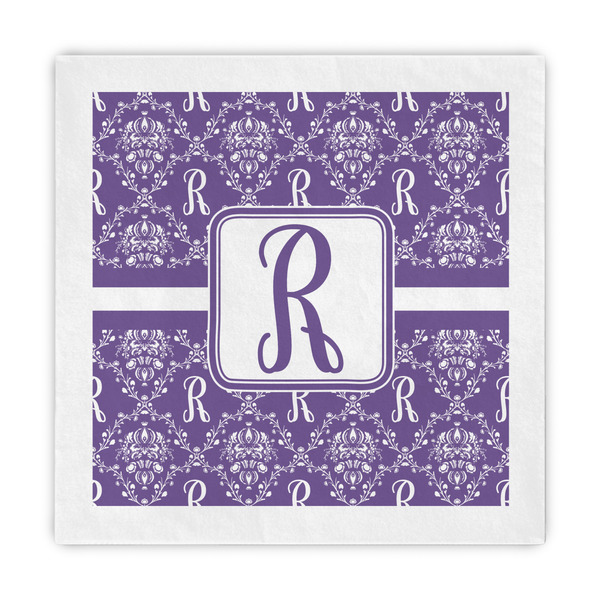Custom Initial Damask Decorative Paper Napkins