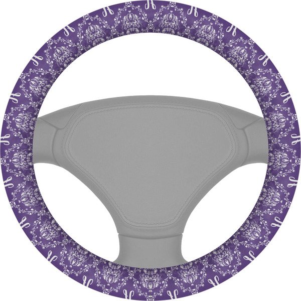 Custom Initial Damask Steering Wheel Cover (Personalized)
