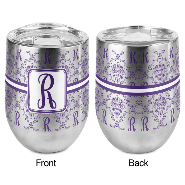 Initial Damask Stemless Wine Tumbler - Full Print - Approval