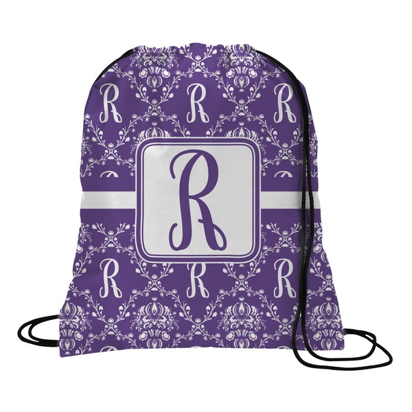 Custom Initial Damask Drawstring Backpack - Large (Personalized)
