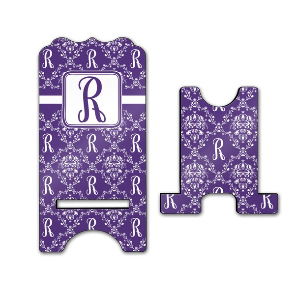 Initial Damask Stylized Phone Stand - Front & Back - Large