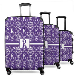 Initial Damask 3 Piece Luggage Set - 20" Carry On, 24" Medium Checked, 28" Large Checked