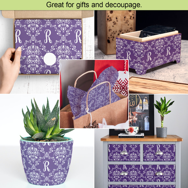 Initial Damask Tissue Paper - In Use Collage