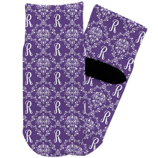 Custom Initial Damask Toddler Ankle Socks
