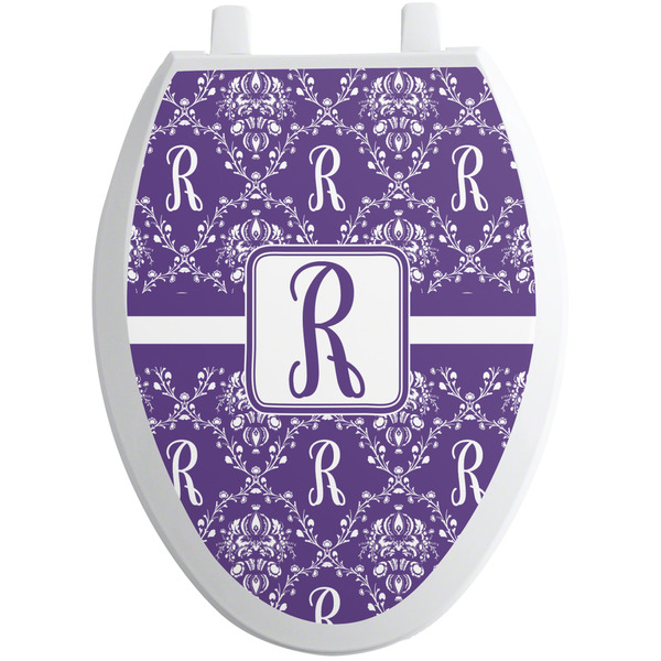 Custom Initial Damask Toilet Seat Decal - Elongated (Personalized)