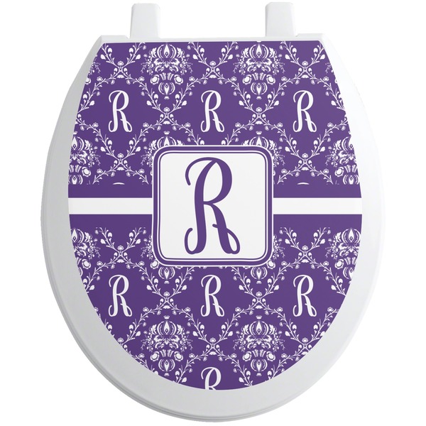 Custom Initial Damask Toilet Seat Decal - Round (Personalized)