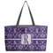 Initial Damask Tote w/Black Handles - Front View
