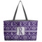 Initial Damask Beach Totes Bag - w/ Black Handles