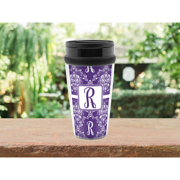 Initial Damask Travel Mug Lifestyle (Personalized)