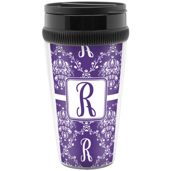 Custom Initial Damask Acrylic Travel Mug without Handle (Personalized)