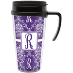 Initial Damask Acrylic Travel Mug with Handle (Personalized)