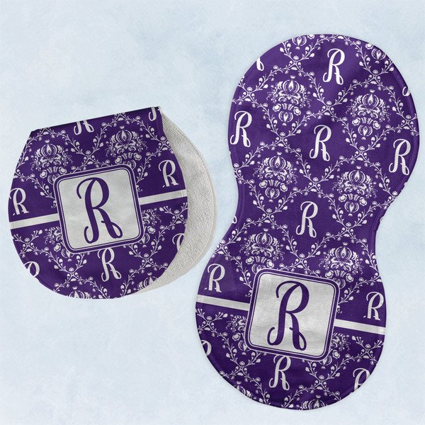 Custom Initial Damask Burp Pads - Velour - Set of 2