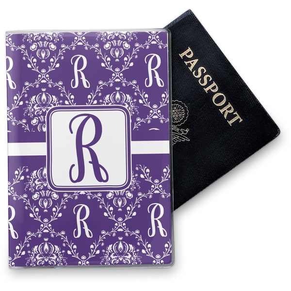 Custom Initial Damask Vinyl Passport Holder (Personalized)