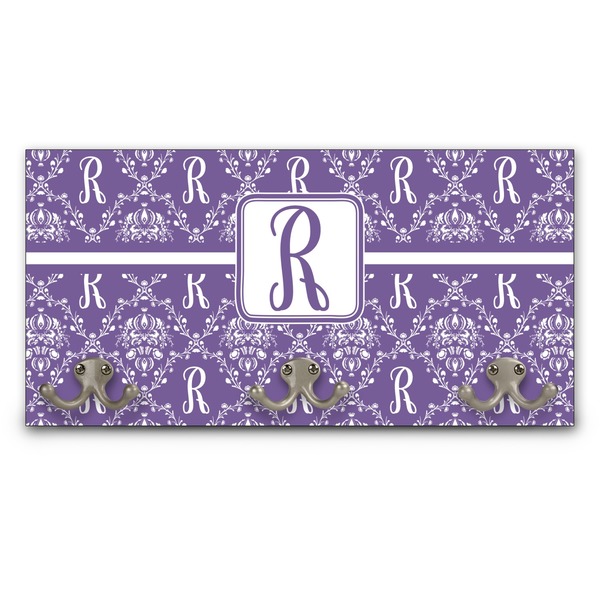 Custom Initial Damask Wall Mounted Coat Rack (Personalized)
