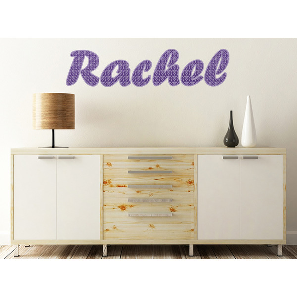 Initial Damask Wall Name Decal On Wooden Desk