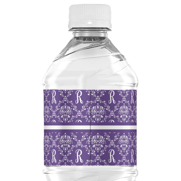 Initial Damask Water Bottle Label - Back View