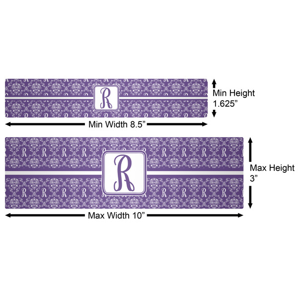 Initial Damask Water Bottle Labels w/ Dimensions