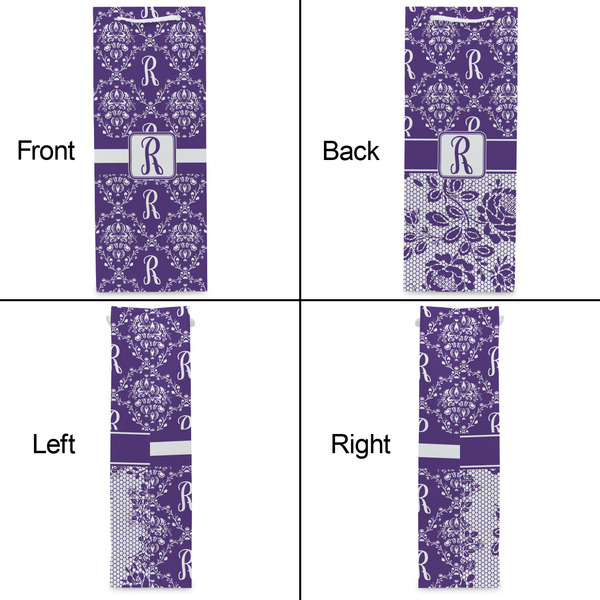 Initial Damask Wine Gift Bag - Gloss - Approval