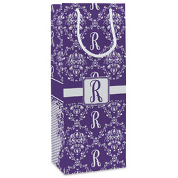 Initial Damask Wine Gift Bags - Gloss