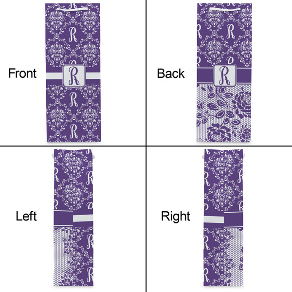 Initial Damask Wine Gift Bag - Matte - Approval